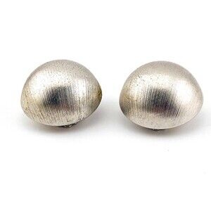Sarah Coventry Silver Tone Dome Earrings Deep Clip On Earrings Vintage MCM